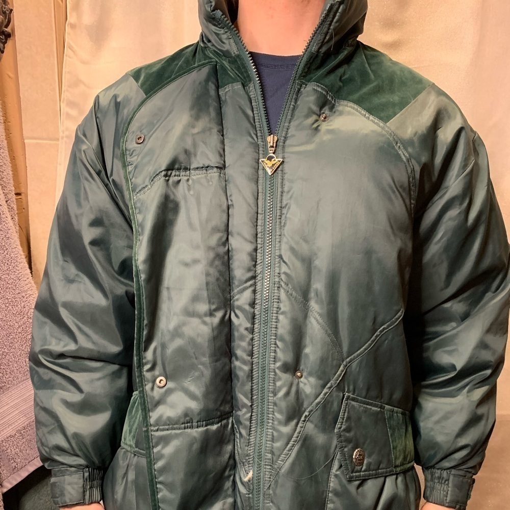 Vintage 90s Triple Fat Goose Down Coat Winter Jacket Parka Size large green - Picture 2 of 16